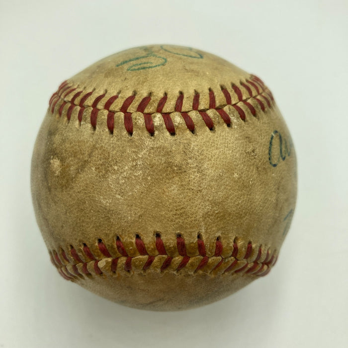 1961 World Series Umpires Signed Game Used Baseball JSA COA Yankees Reds