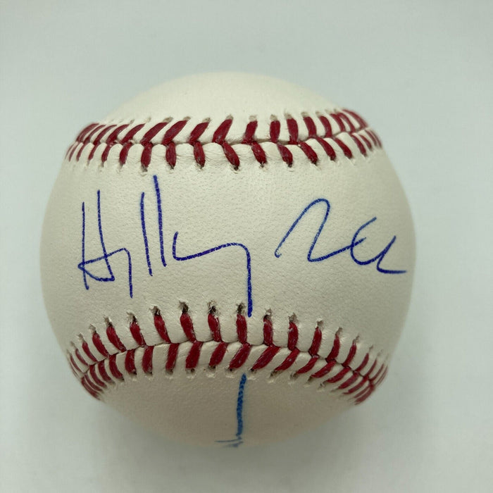 President Bill Clinton & Hillary Clinton Dual Signed Major League Baseball PSA