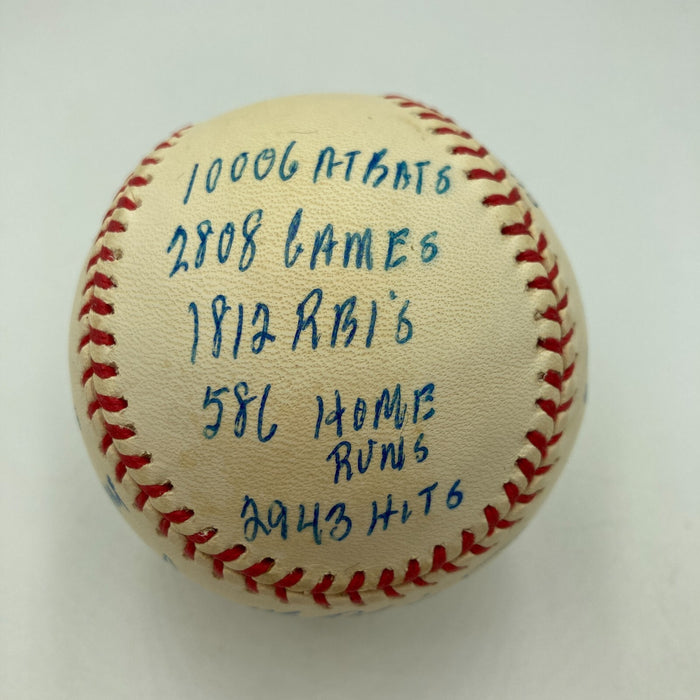 Frank Robinson Signed Heavily Inscribed Career STAT Baseball Reggie Jackson COA