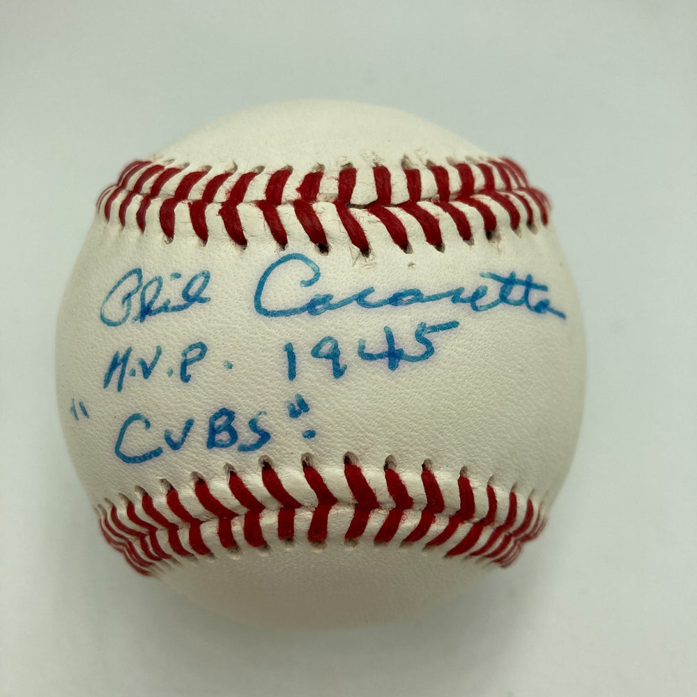 Phil Cavarretta 1945 MVP Cubs Signed Baseball PSA DNA COA