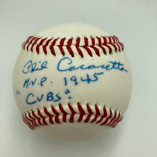 Phil Cavarretta 1945 MVP Cubs Signed Baseball PSA DNA COA