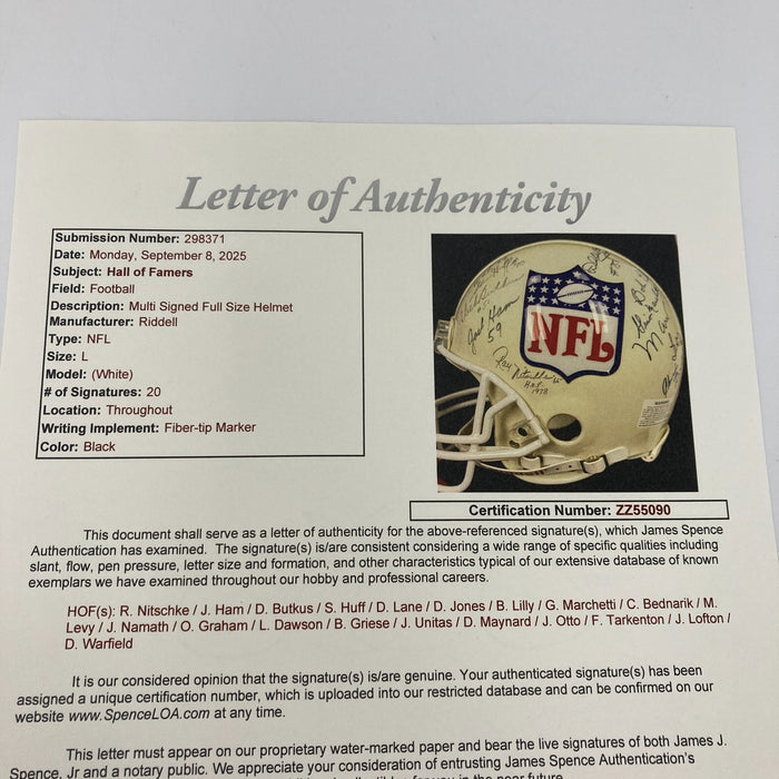 Johnny Unitas Joe Namath Len Dawson Hall Of Fame Multi Signed NFL Helmet JSA COA
