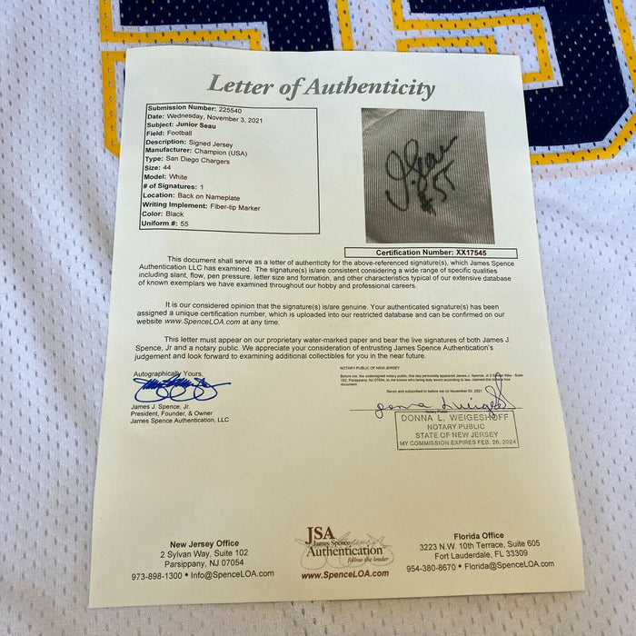 Junior Seau Signed Authentic Game Model San Diego Chargers Jersey With JSA COA