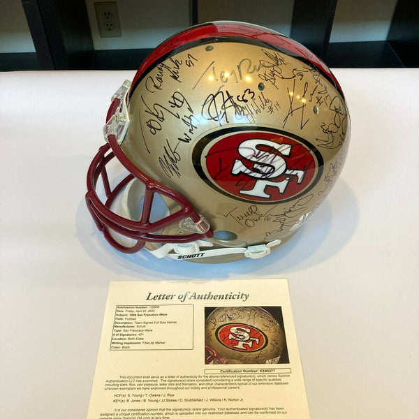 Jerry Rice Steve Young 1996 San Francisco 49ers Team Signed Authentic Helmet JSA