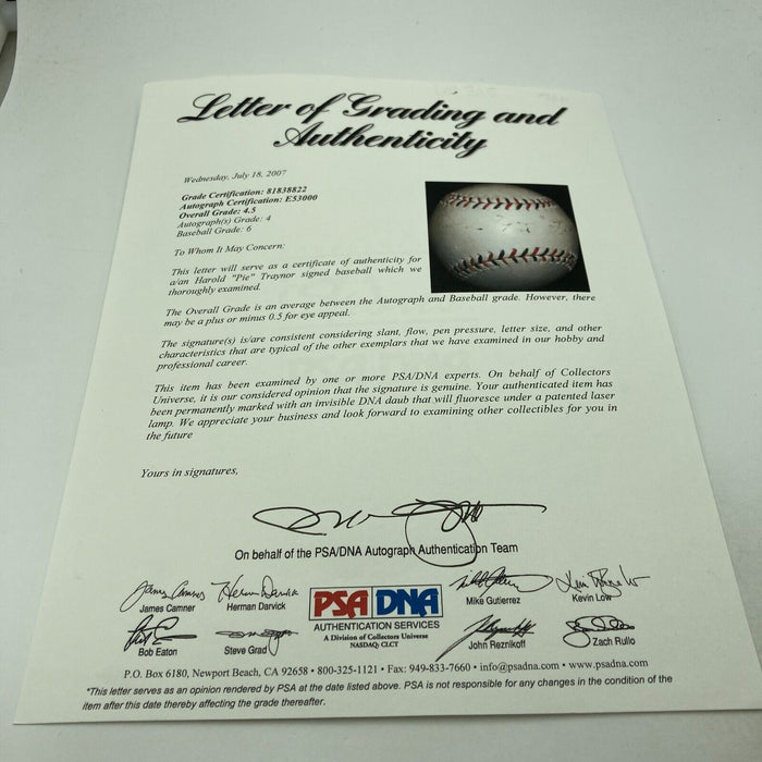 Harold Pie Traynor Full Name Single Signed 1925 National League Baseball PSA DNA