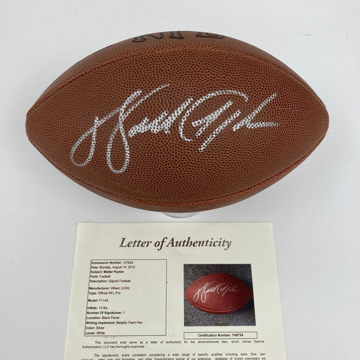 Beautiful Walter Payton Signed Wilson Official NFL Game Football JSA COA