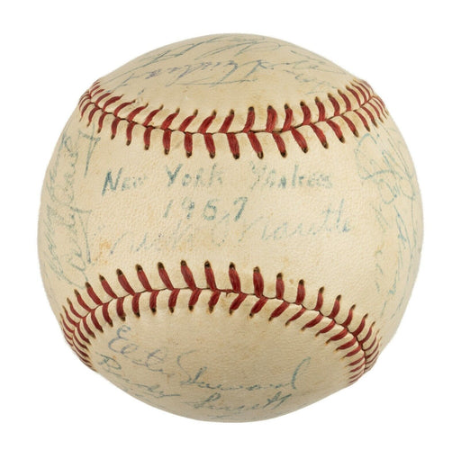 1957 New York Yankees American League Champs Team Signed AL Baseball JSA