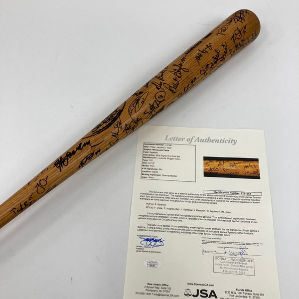 Minnesota Twins Pitchers Multi Signed Game Used Baseball Bat 50+ Sigs JSA COA