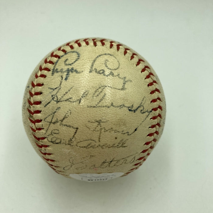 Rare 1936 Cleveland Indians Team Signed Baseball Bob Feller Rookie JSA COA