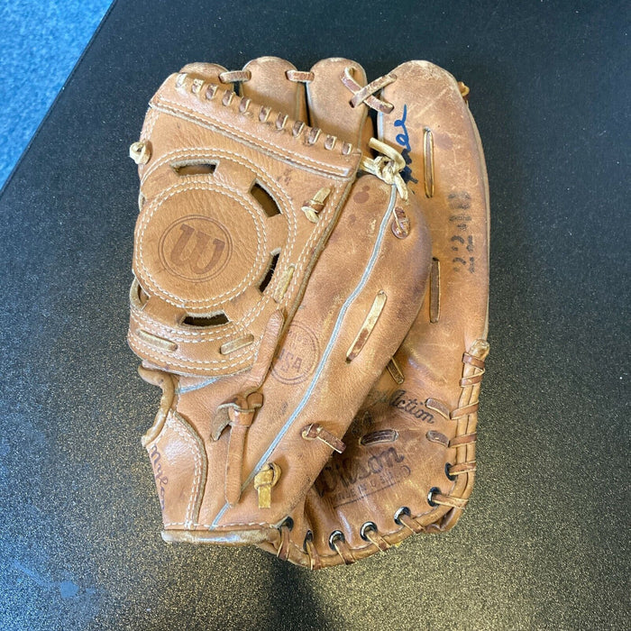 Jimmie Hall Signed 1960's Game Model Baseball Glove 1969 Chicago Cubs JSA COA