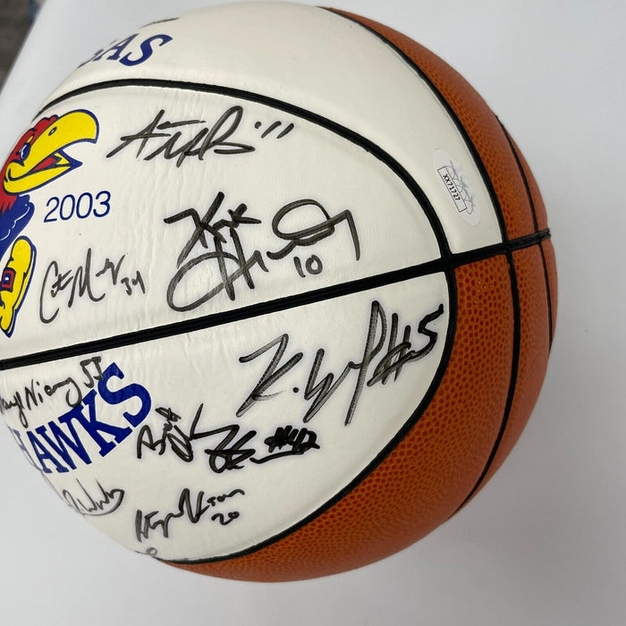 2002-03 Kansas Jayhawks Team Signed Basketball NCAA Champs Runner Up JSA COA