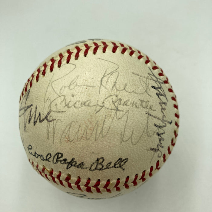 Mickey Mantle Joe DiMaggio Pie Traynor Hall Of Fame Multi Signed Baseball JSA