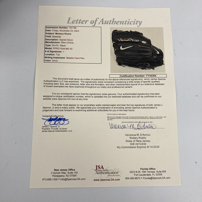 Mariano Rivera Signed Authentic Nike Game Model Baseball Glove JSA COA