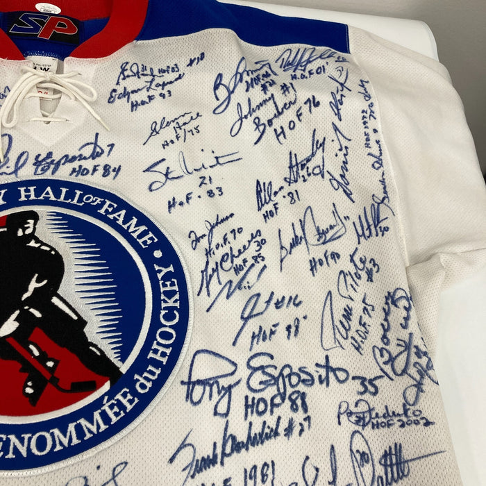 Incredible NHL Hockey Hall Of Fame Multi Signed Jersey 66 Signatures JSA COA