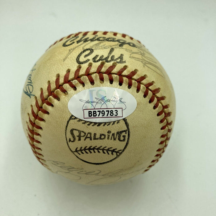 1974 Chicago Cubs Team Signed Vintage Wilson Baseball Ernie Banks JSA COA