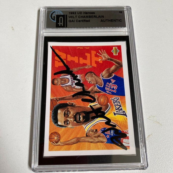 1992-93 Upper Deck Heroes Wilt Chamberlain Signed Basketball Card Auto GAI