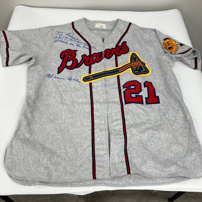 Warren Spahn Signed Milwaukee Braves Mitchell & Ness Jersey JSA COA