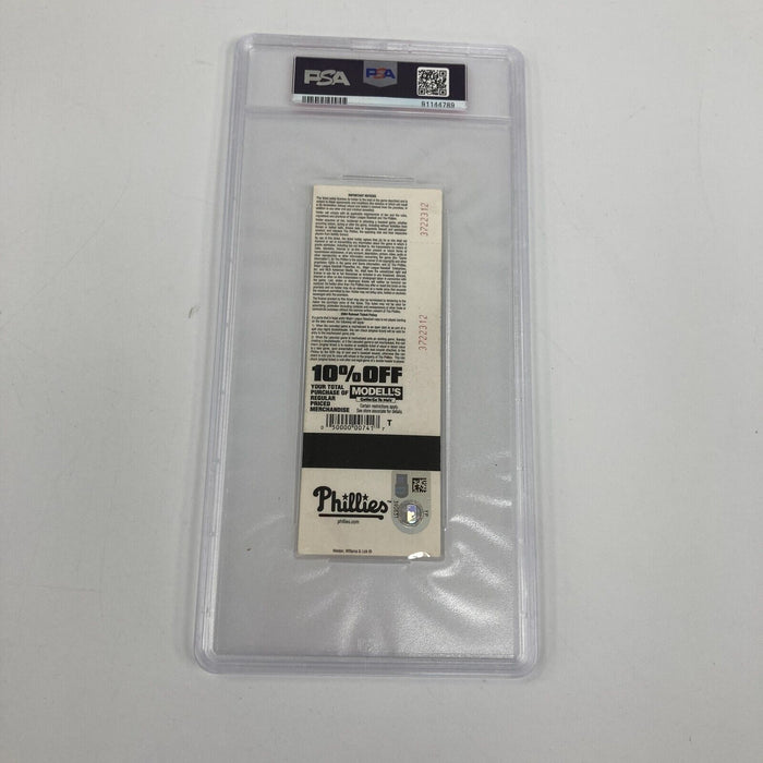 Ryan Howard MLB Debut Signed Inscribed Full Ticket PSA 10 GEM MINT 9-1-2004