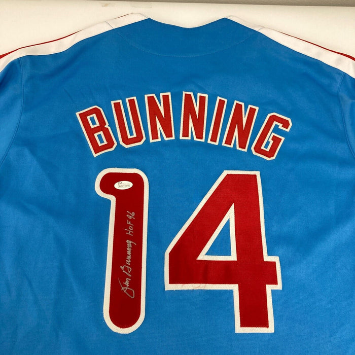 Jim Bunning Hall Of Fame 1996 Signed Philadelphia Phillies Jersey JSA Sticker