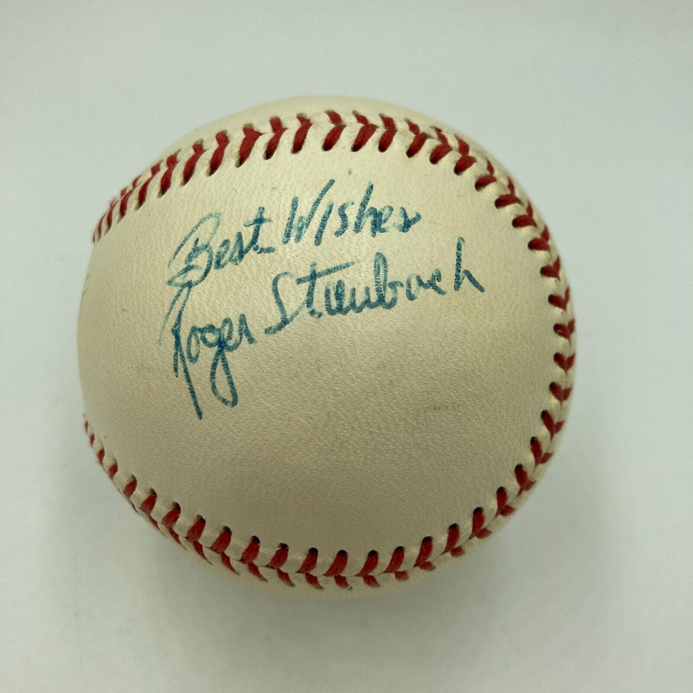 Roger Staubach Signed Vintage 1950's American League Baseball JSA COA