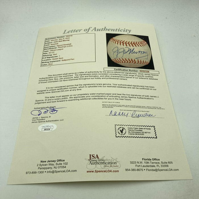 The Finest Red Murray Dec. 1958 Single Signed Baseball New York Giants T206 JSA