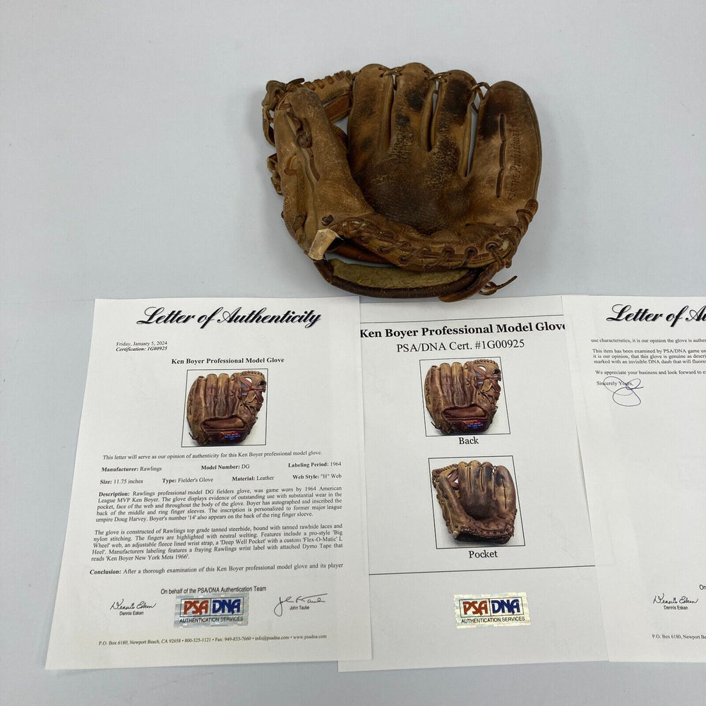 Ken Boyer 1964 MVP Season Signed Game Used Baseball Glove Cardinals PSA DNA COA