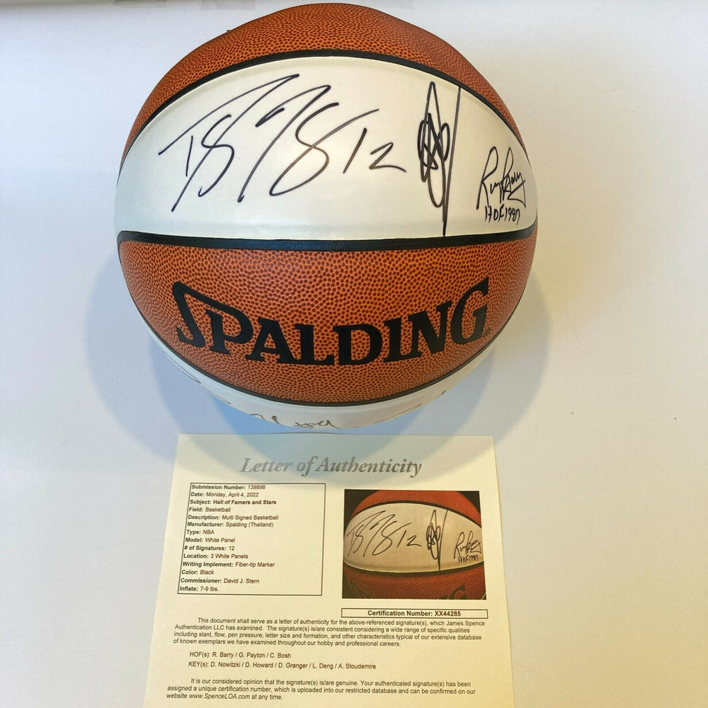 Dirk Nowitzki Chris Bosh Dwight Howard HOF Multi Signed Basketball JSA COA