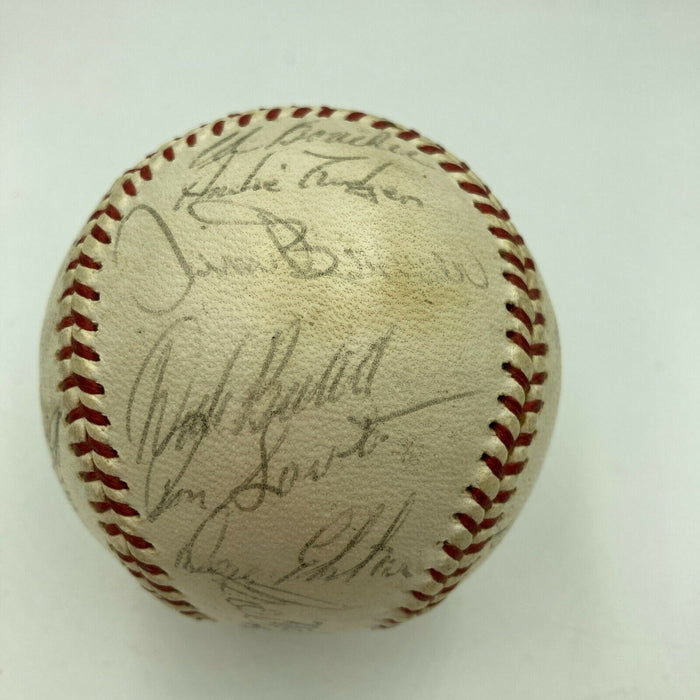 1961 Chicago Cubs Team Signed NL Baseball Ernie Banks Billy Williams JSA COA