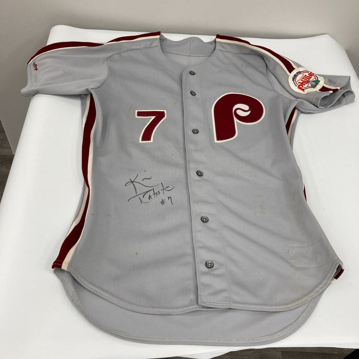 Kim Batiste 1991 Rookie Debut Game Used Philadelphia Phillies Jersey MEARS A10
