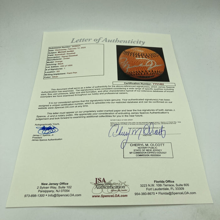 Michael Jordan Signed Nike Basketball Style Baseball UDA Upper Deck & JSA COA
