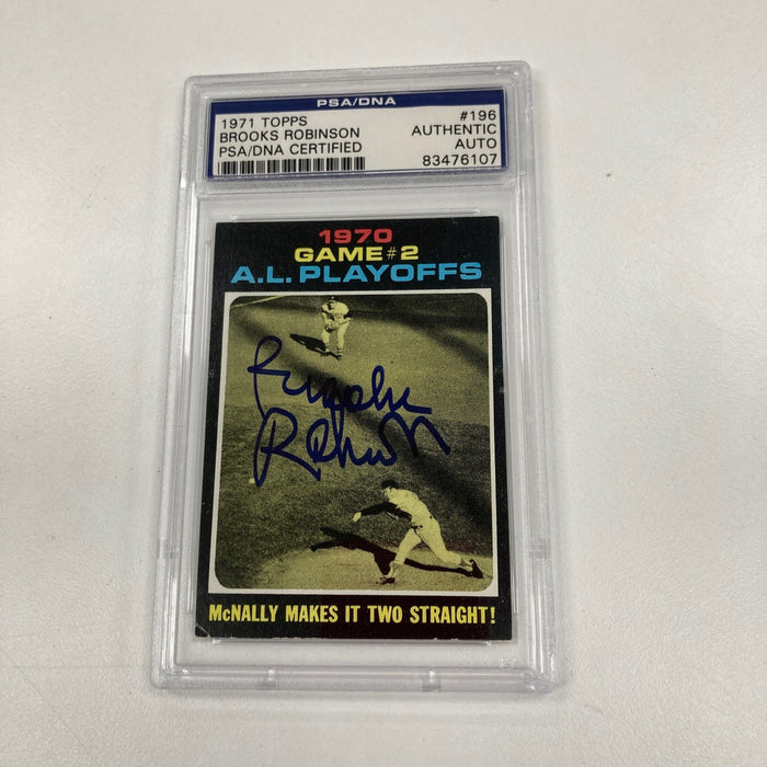 1971 Topps Brooks Robinson Signed Baseball Card Auto PSA DNA