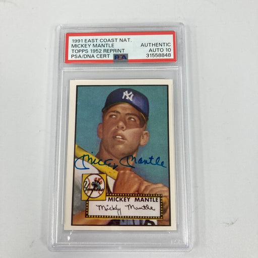 1952 Topps Mickey Mantle Signed 1991 RC Baseball Card PSA DNA 10 GEM MINT Auto