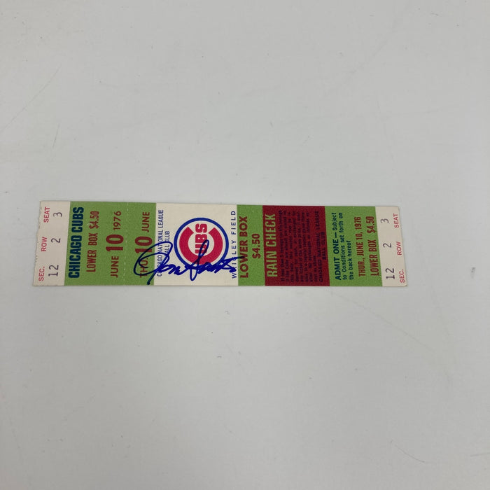 Ron Santo Signed 1976 Chicago Cubs Full Ticket JSA COA
