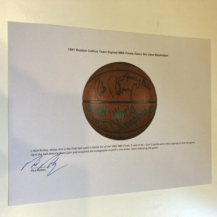1981 Finals Game Winning Game Used Signed Basketball Boston Celtics NBA Champs