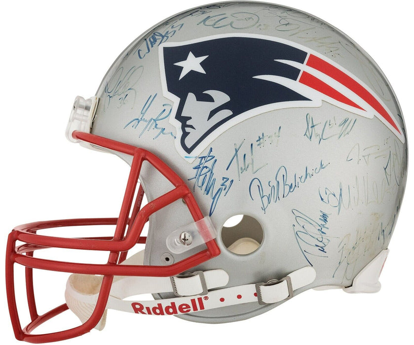 2001 New England Patriots Team Signed Helmet Tom Brady First Super Bowl JSA