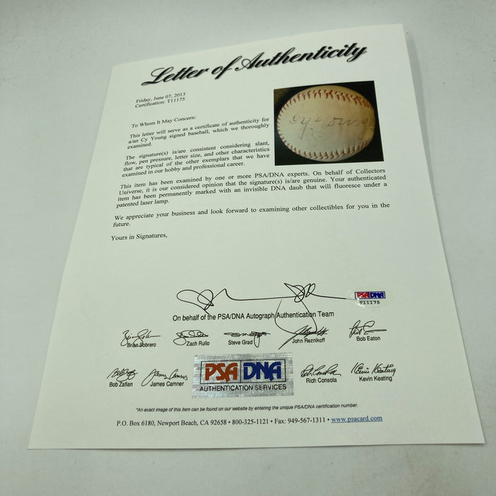 Beautiful Cy Young Single Signed American League Baseball PSA DNA COA