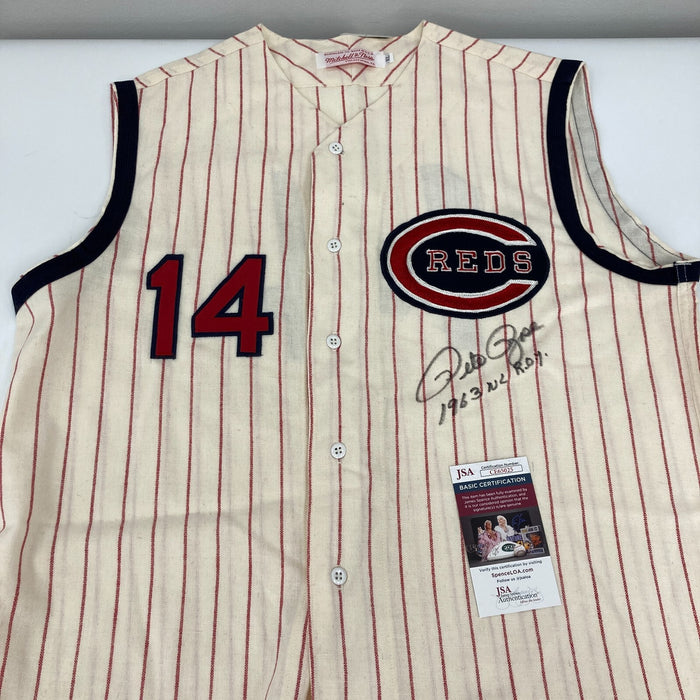 Pete Rose 1963 NL ROY Signed Mitchell & Ness Cincinnati Reds Jersey JSA COA