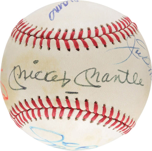 Mickey Mantle Joe Dimaggio Ted Williams Willie Mays & Aaron Signed Baseball PSA