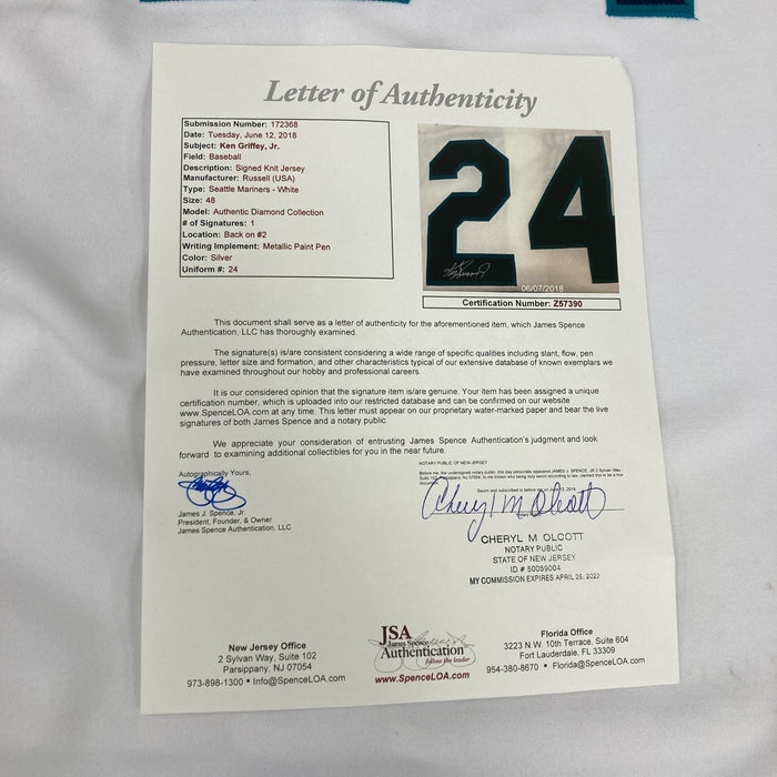 Ken Griffey Jr. Signed 1990's Russell Seattle Mariners Authentic Jersey JSA COA