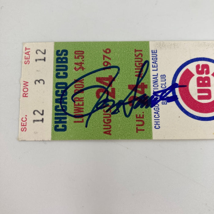 Ron Santo Signed 1976 Chicago Cubs Full Ticket JSA COA