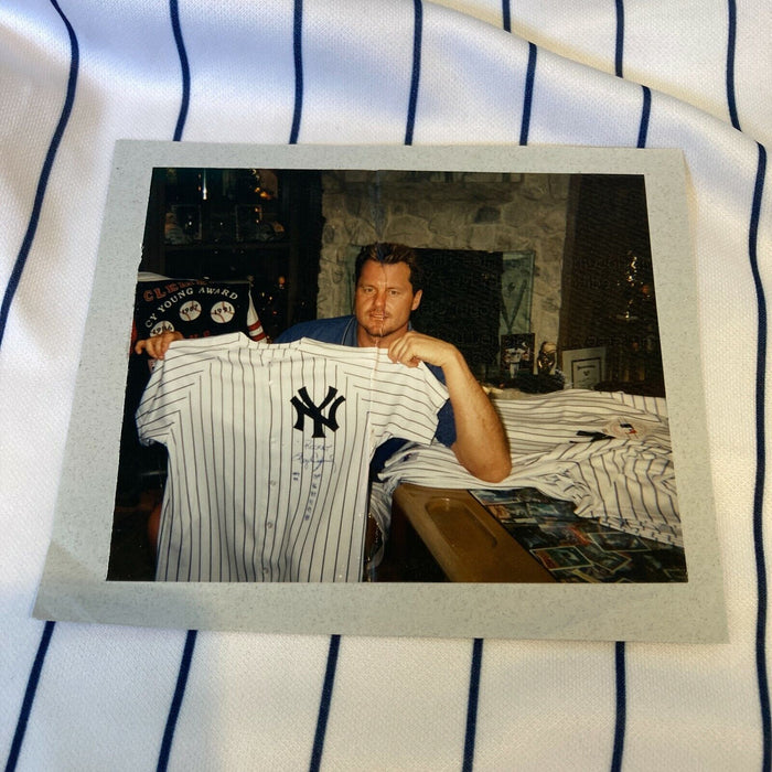 Roger Clemens Signed Heavily Inscribed STATS New York Yankees Jersey JSA COA