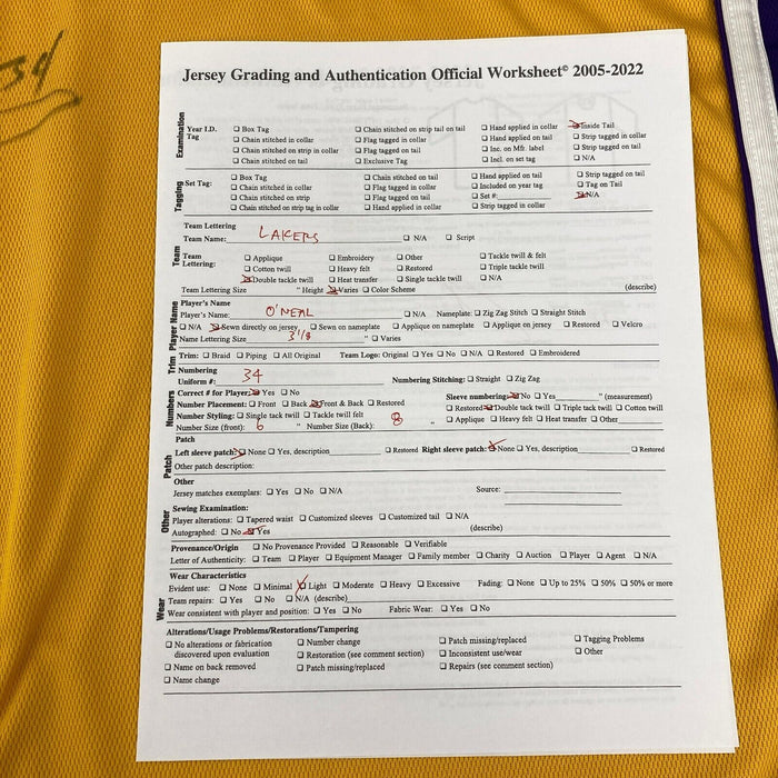 2003-04 Shaquille O'Neal Los Angeles Lakers Game Used Signed Jersey MEARS COA