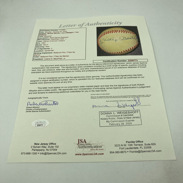 Mickey Mantle Joe Dimaggio Ted Williams Hank Aaron Signed Baseball PSA DNA & JSA