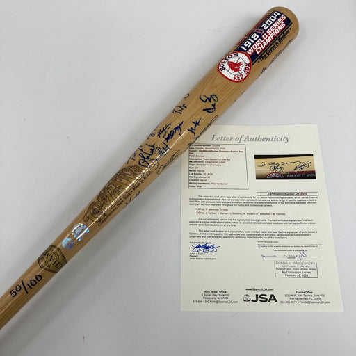2004 Boston Red Sox World Series Champs Team Signed Baseball Bat JSA COA