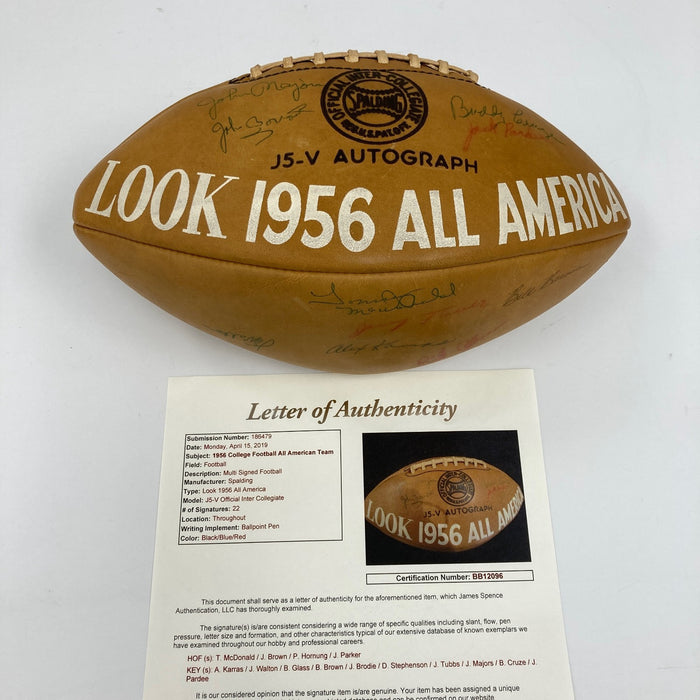 Jim Brown Pre Rookie 1956 College All American Team Signed Football JSA COA
