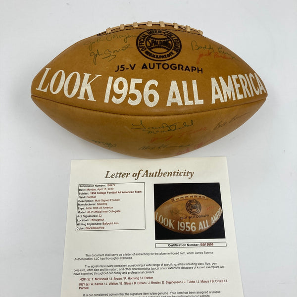 Jim Brown Pre Rookie 1956 College All American Team Signed Football JSA COA