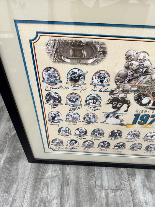 1972 Miami Dolphins Super Bowl Champs Team Signed Lithograph Photo JSA COA