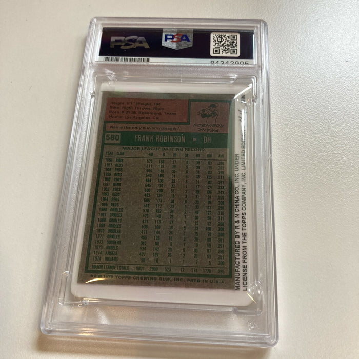 1975 Topps Frank Robinson 586 Home Runs Signed Porcelain Baseball Card PSA DNA