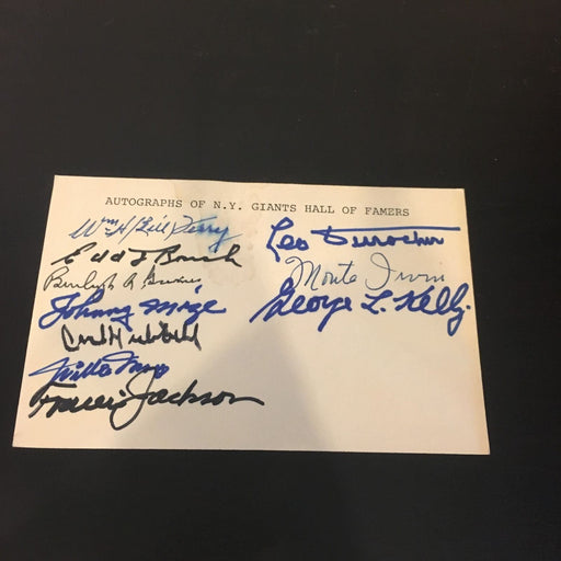 1940's NY Giants HOF Signed Card Willie Mays Leo Durocher George Kelly