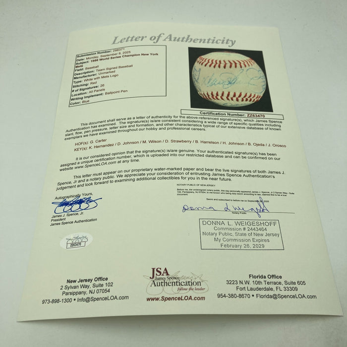 Vintage 1986 New York Mets World Series Champs Team Signed Baseball JSA COA